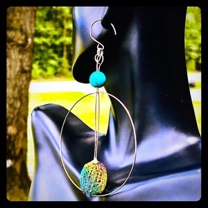 2.5” Handmade Geometric Pastel wire Hoop Earrings